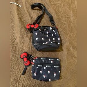 Lesportsac Sanrio Hello Kitty CROSSBODY Mini Bucket Bag With Bow Charm NWOT